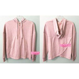 Jockey Metallic Quarter-Zip Hoodie Sparkly Pink Open Back Sweater Sweatshirt S